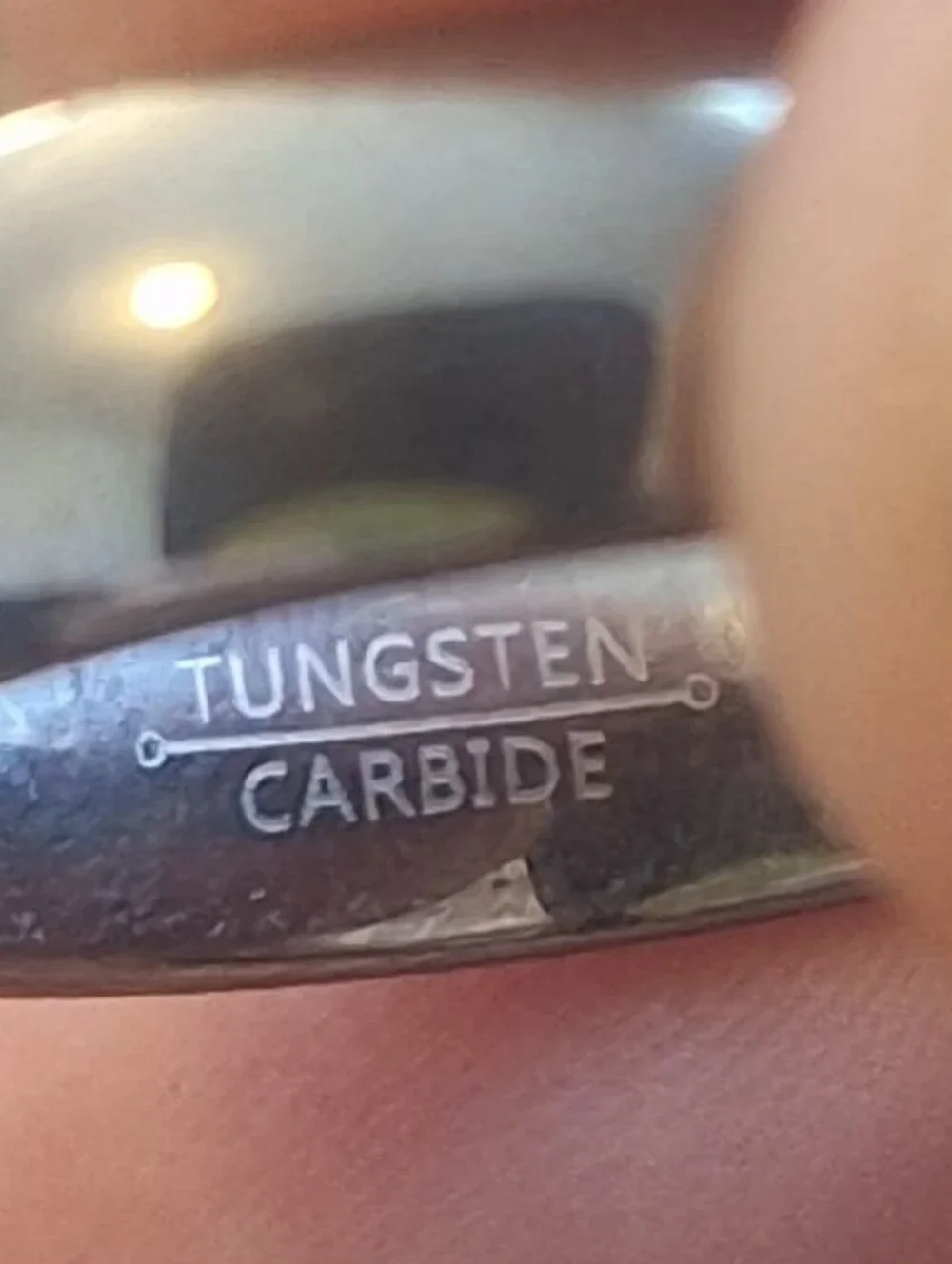 Polished Men's Tungsten Carbine Band Ring Size 7.5 Engraved 9.14 Grams